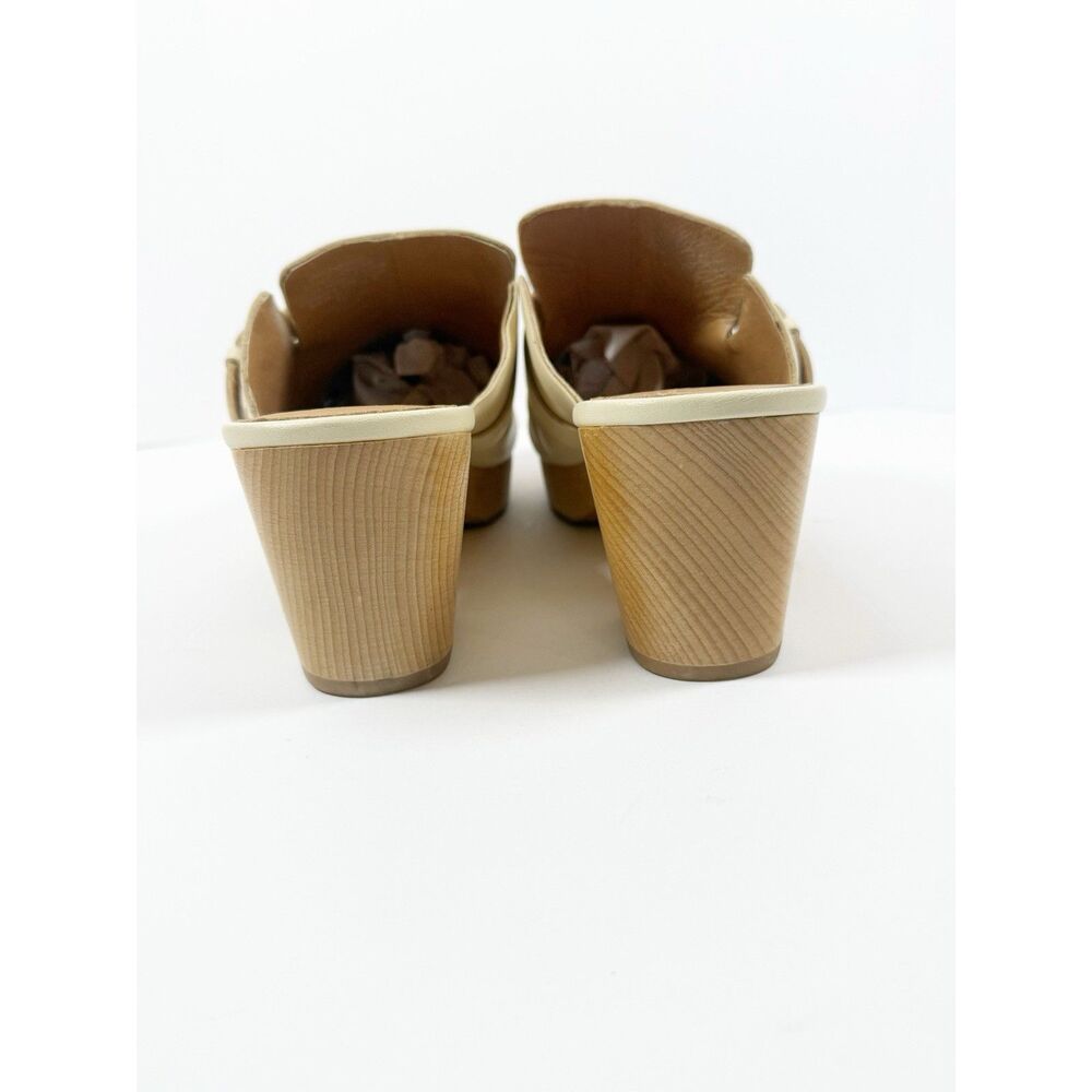 Madewell Monique Buckle Clogs Ivory Leather Chunky Wood Heel Buckle Slip On Sz 9 - Picture 9 of 16